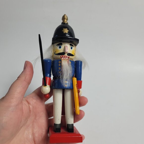 Vintage Santa's Workbench Nutcracker Baron Blue Uniform Black Hat with Star - Picture 2 of 13